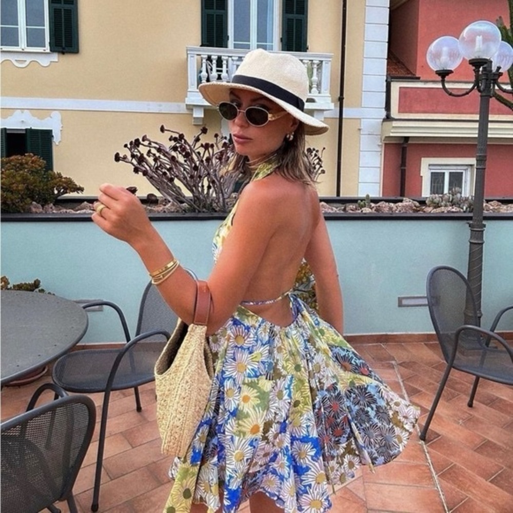 🦋 BLOGGERS FAVORITE 🦋 NWT ZARA PRINTED SHORT DRESS SIZE S VACATION - Picture 2 of 13